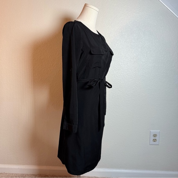 Old Navy Elegant Black Long Sleeve Midi Dress with Sash Belt and Pockets Size XS - Picture 3 of 5